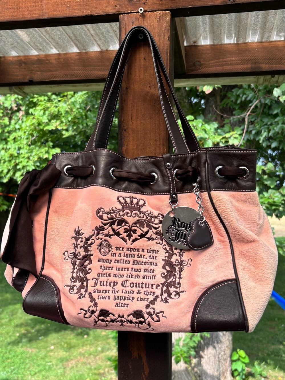 Y2K (2008 ) RARE Juicy Couture Pink and Brown Tote Bag
